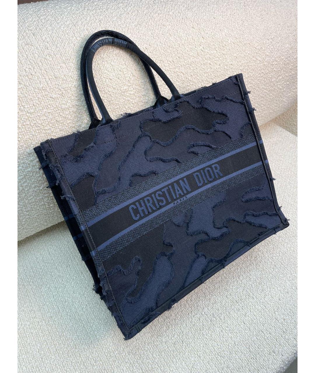 CHRISTIAN DIOR Темно-синяя тканевая сумка тоут, фото 2
