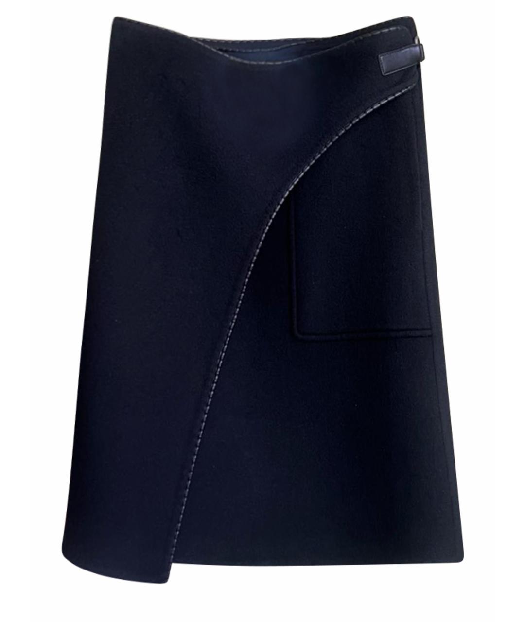 HERMES Черная кашемировая юбка миди, фото 1