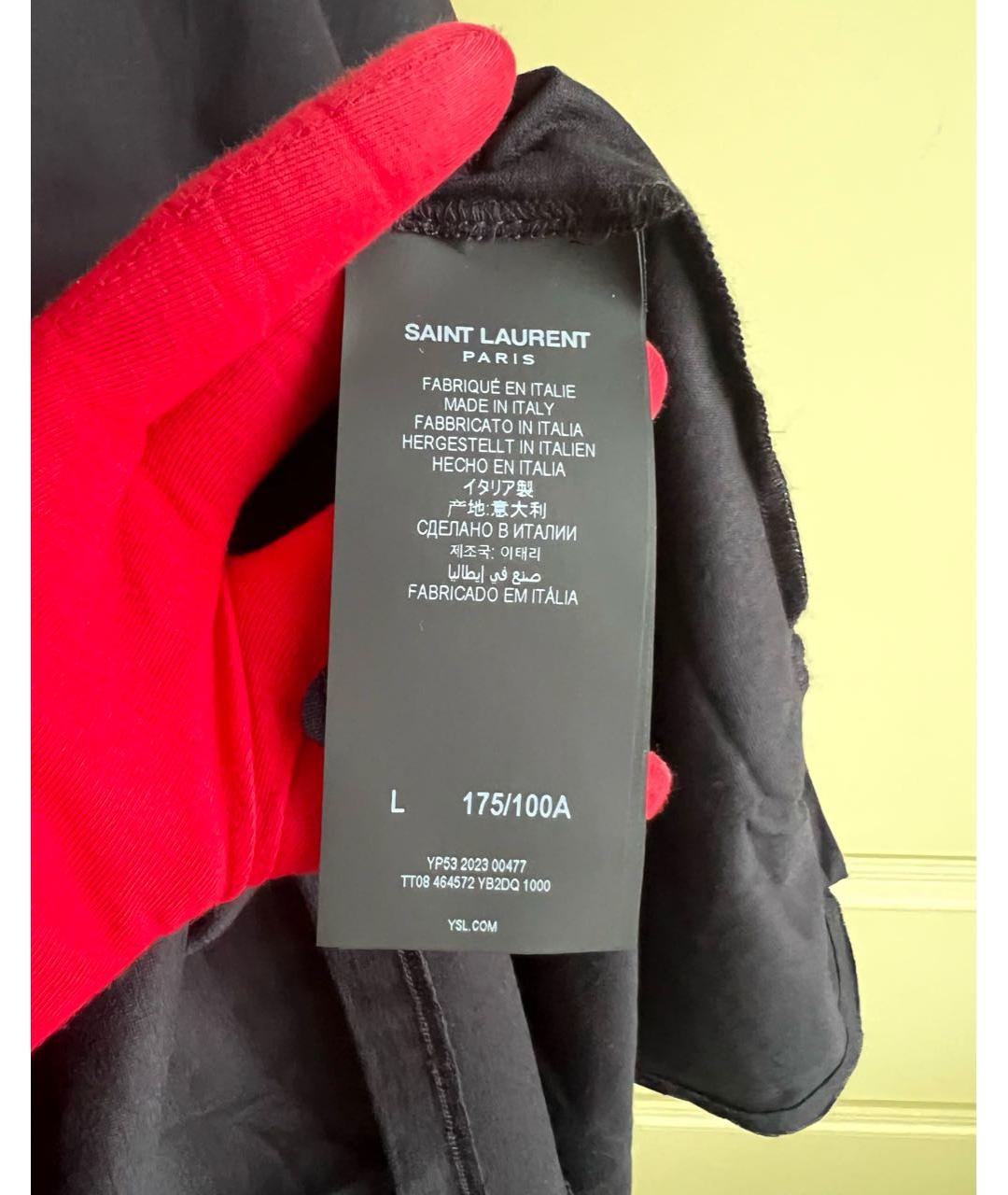 SAINT LAURENT Черная хлопковая футболка, фото 7