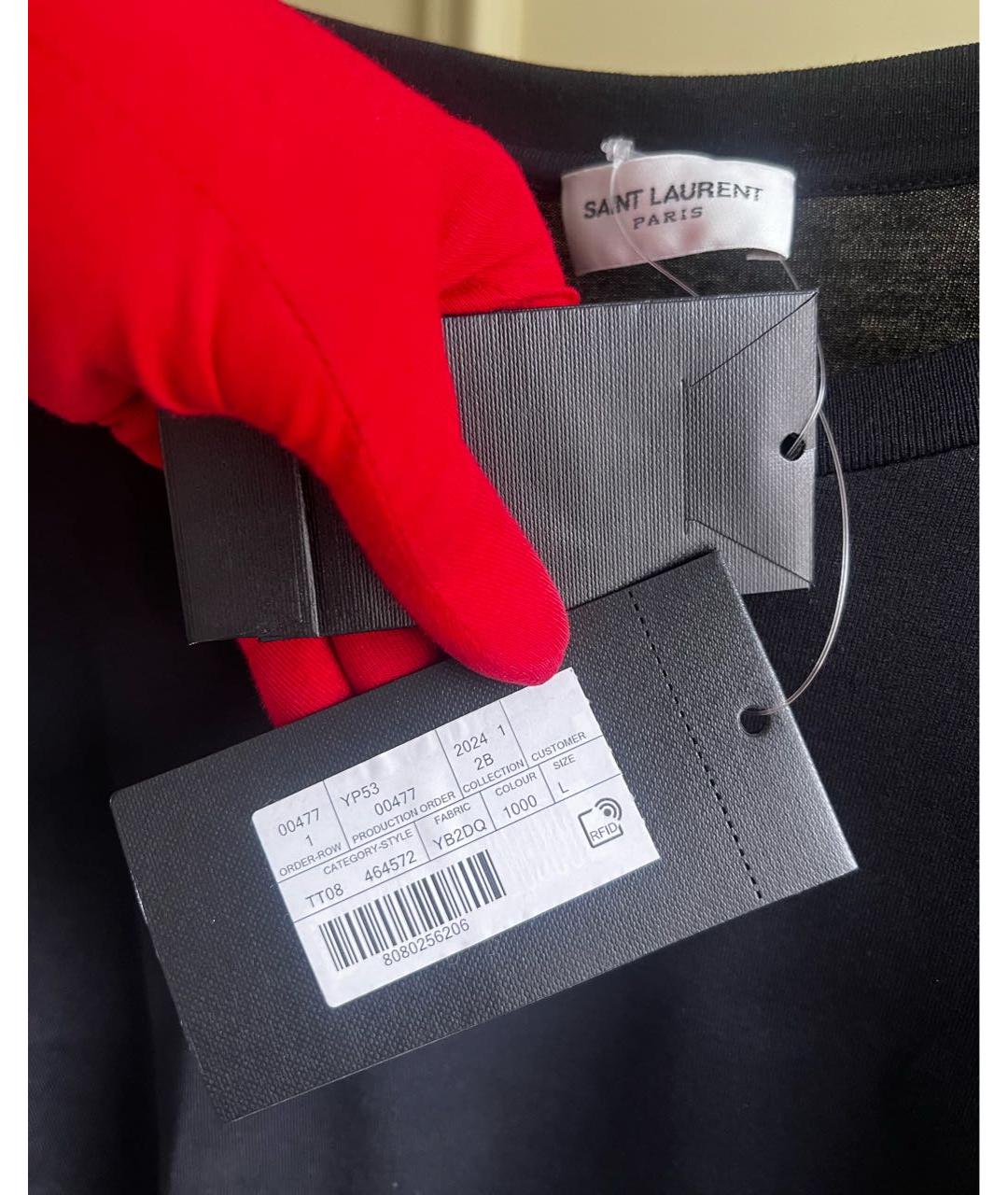 SAINT LAURENT Черная хлопковая футболка, фото 6