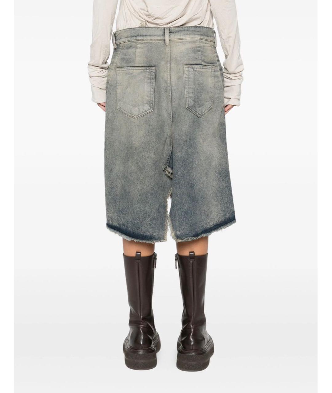 RICK OWENS Голубая деним юбка миди, фото 5
