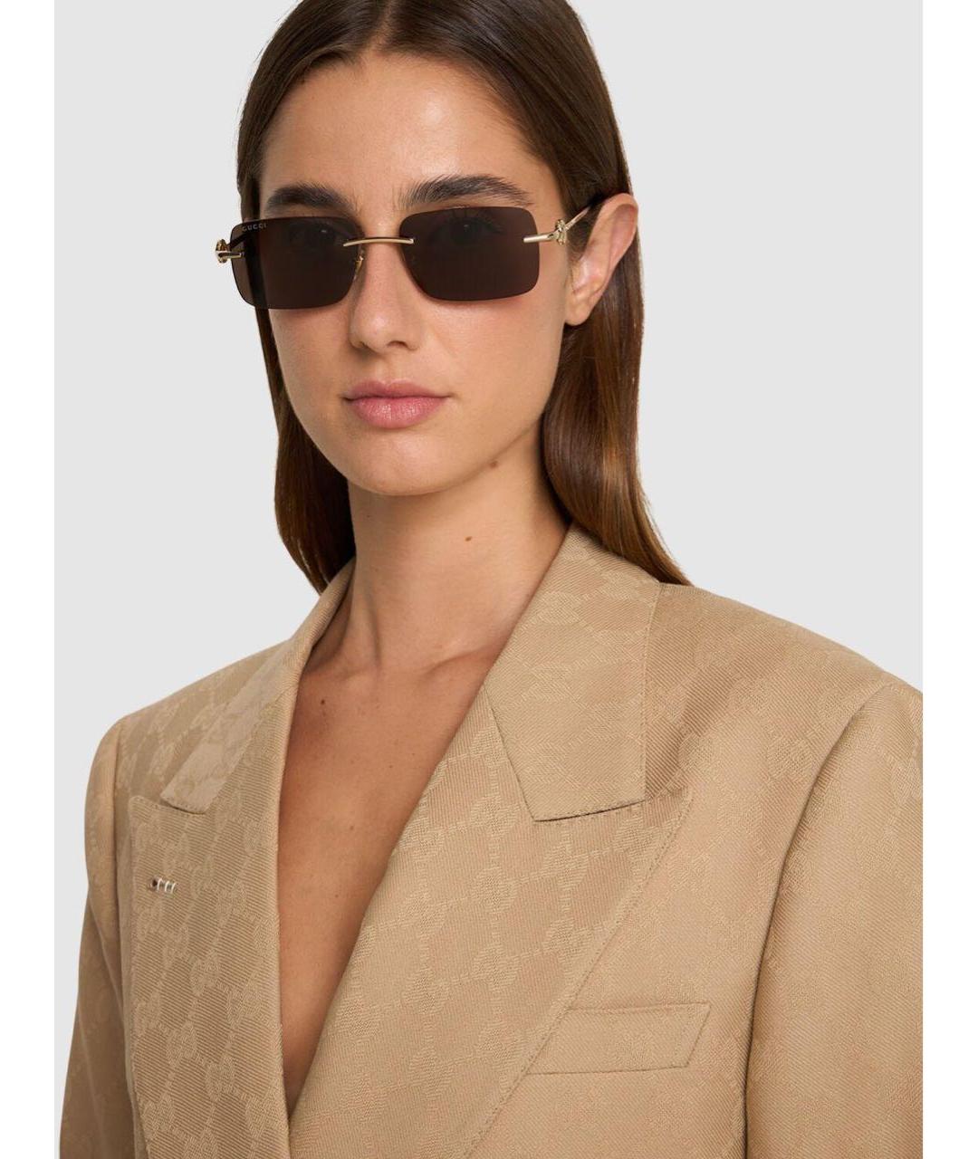 GUCCI Серебряные металлические солнцезащитные очки, фото 6