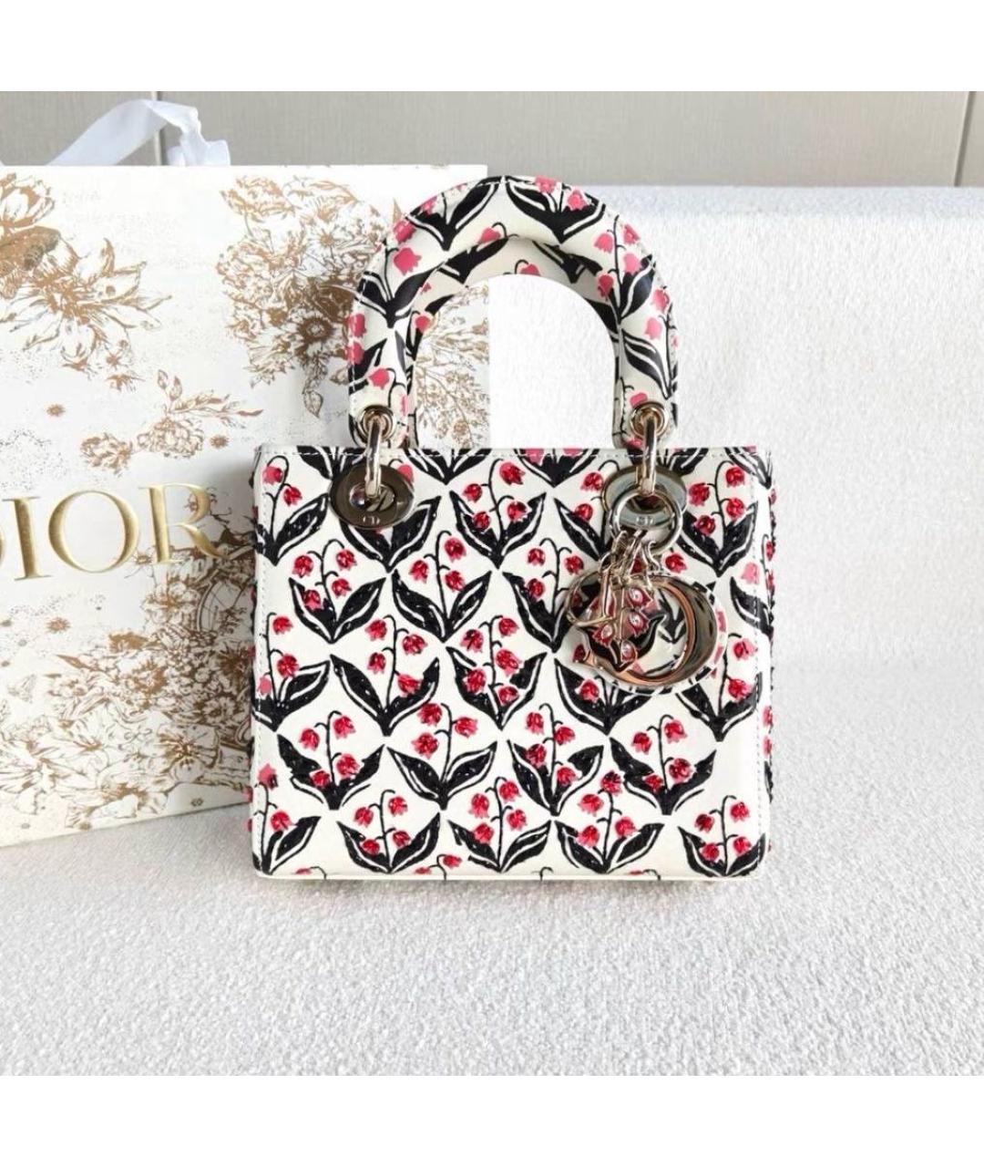 CHRISTIAN DIOR Белая кожаная сумка с короткими ручками, фото 3