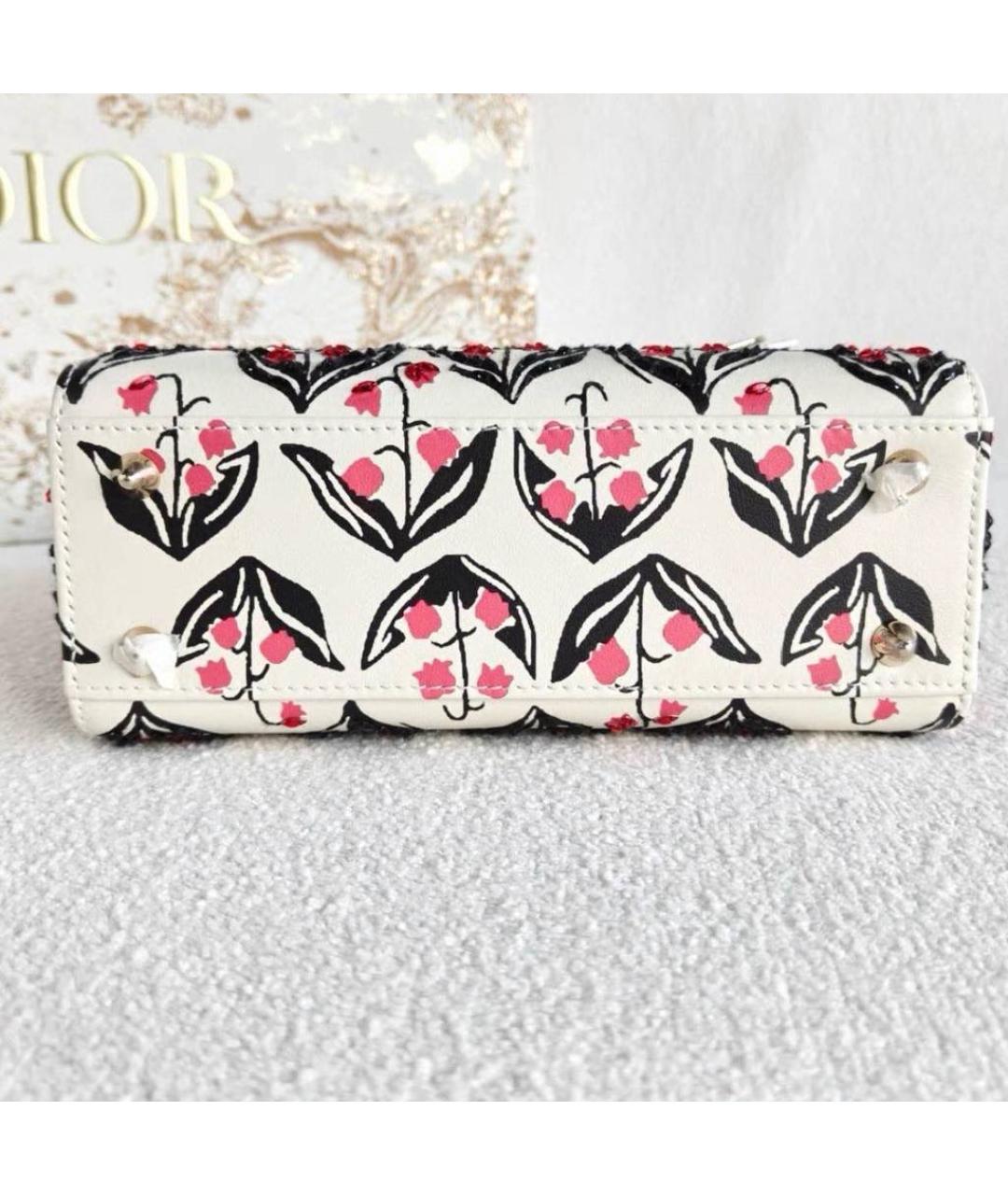 CHRISTIAN DIOR Белая кожаная сумка с короткими ручками, фото 6