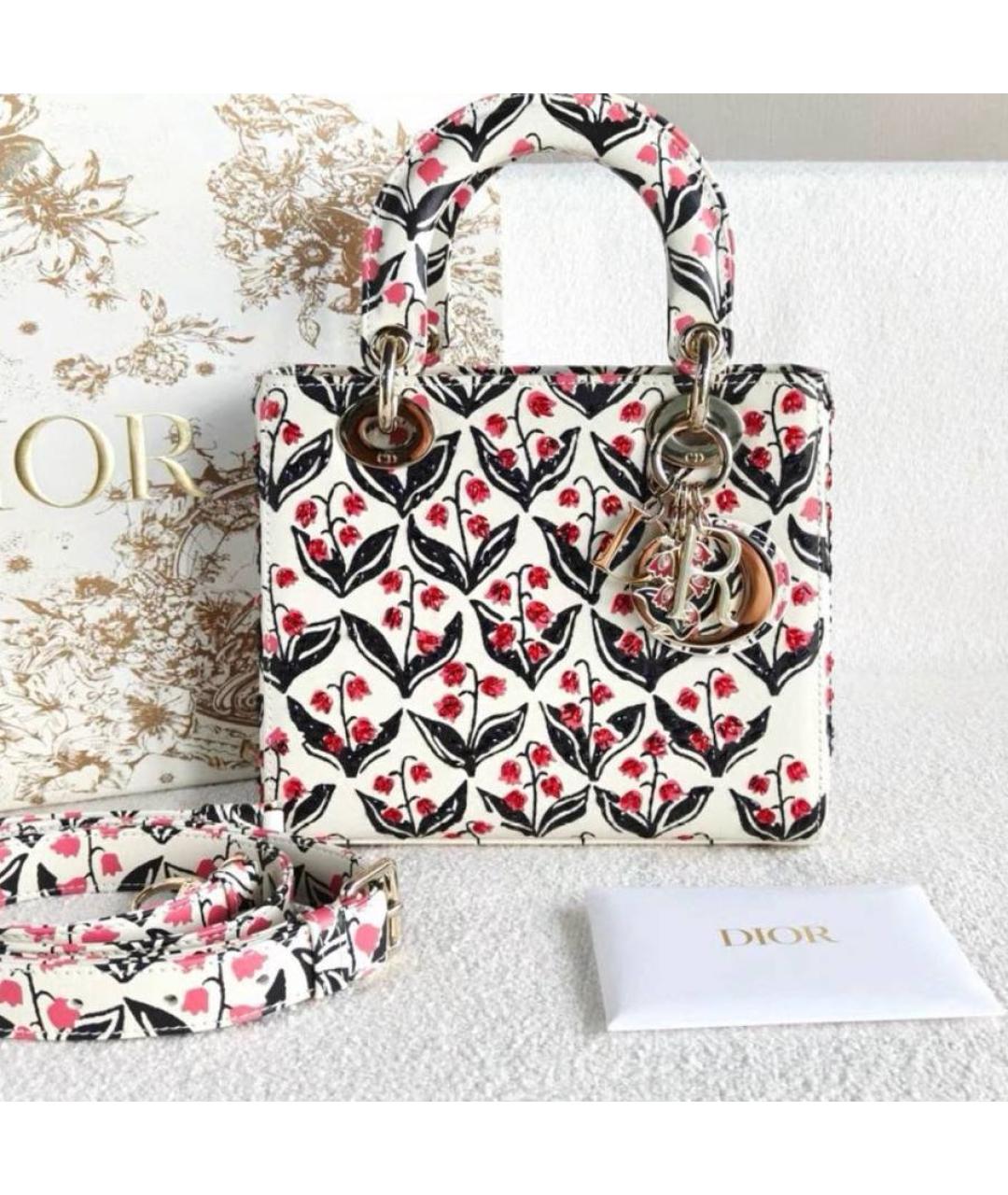 CHRISTIAN DIOR Белая кожаная сумка с короткими ручками, фото 2