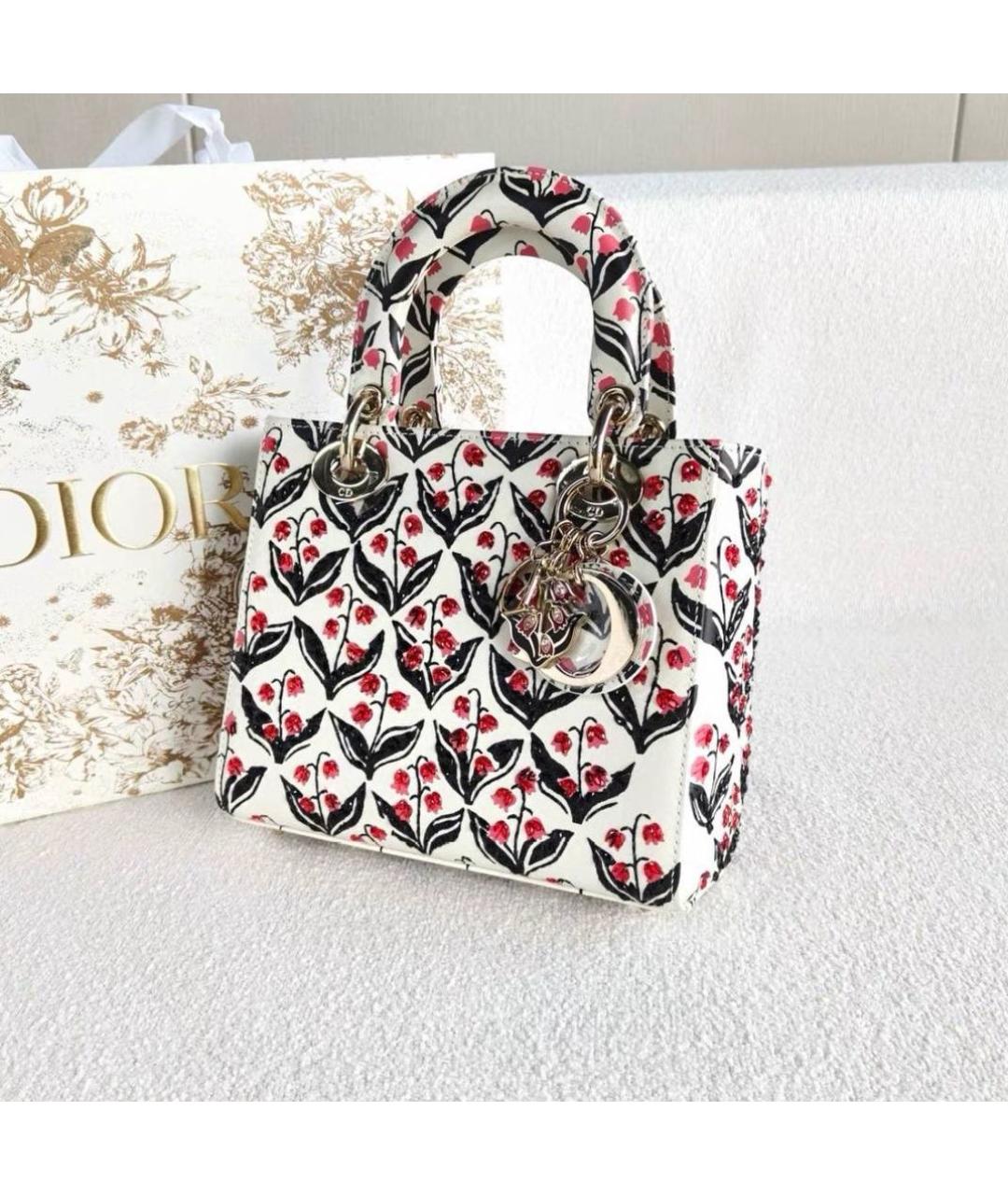 CHRISTIAN DIOR Белая кожаная сумка с короткими ручками, фото 5