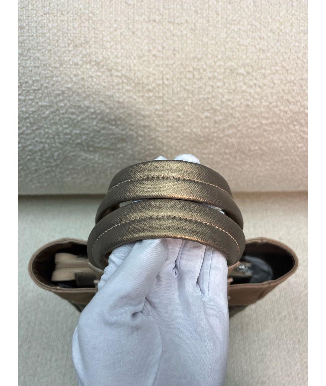 CHANEL Бежевая тканевая сумка с короткими ручками, фото 8