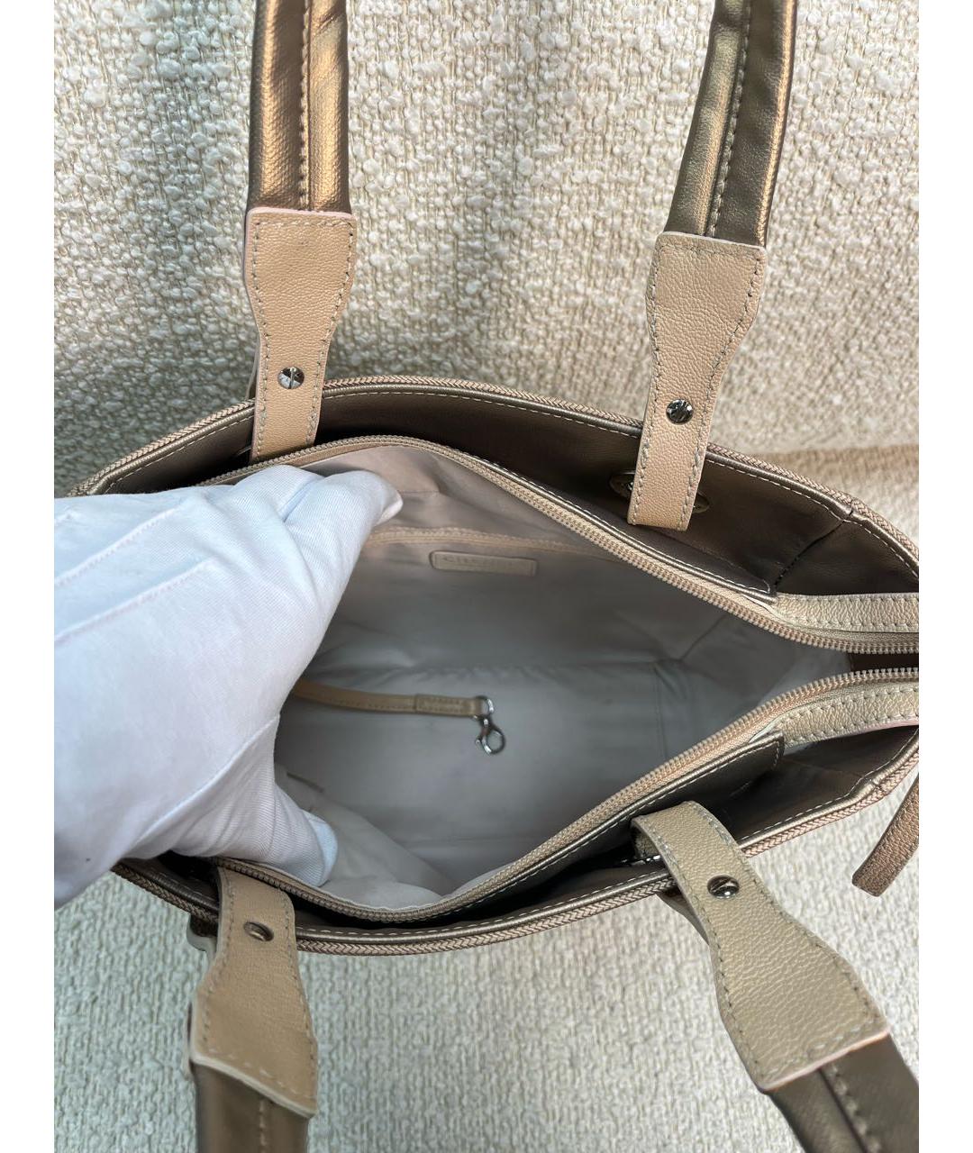 CHANEL Бежевая тканевая сумка с короткими ручками, фото 4