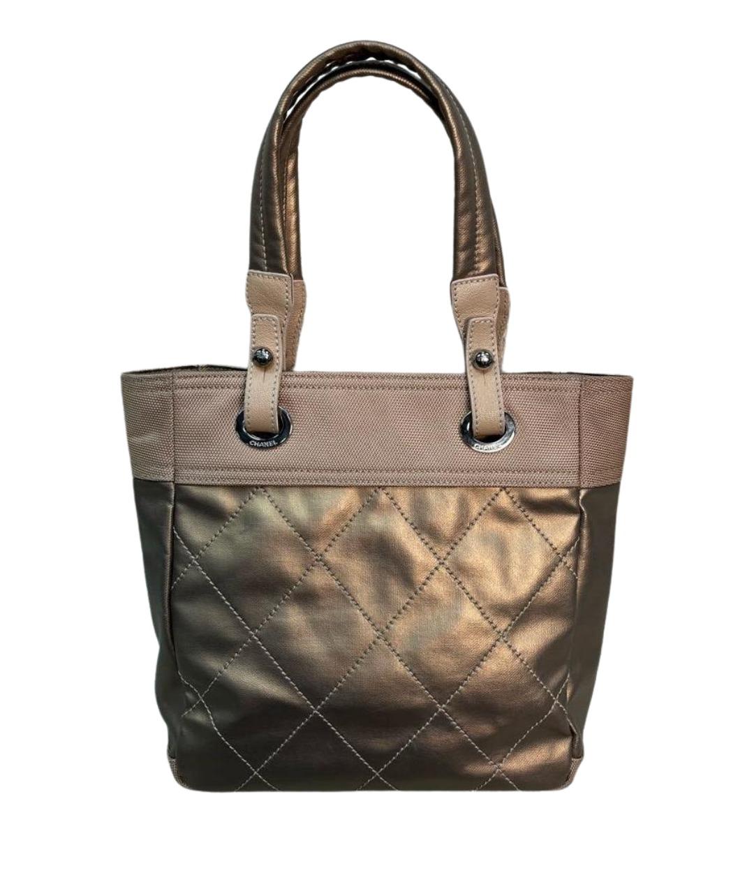 CHANEL Бежевая тканевая сумка с короткими ручками, фото 1