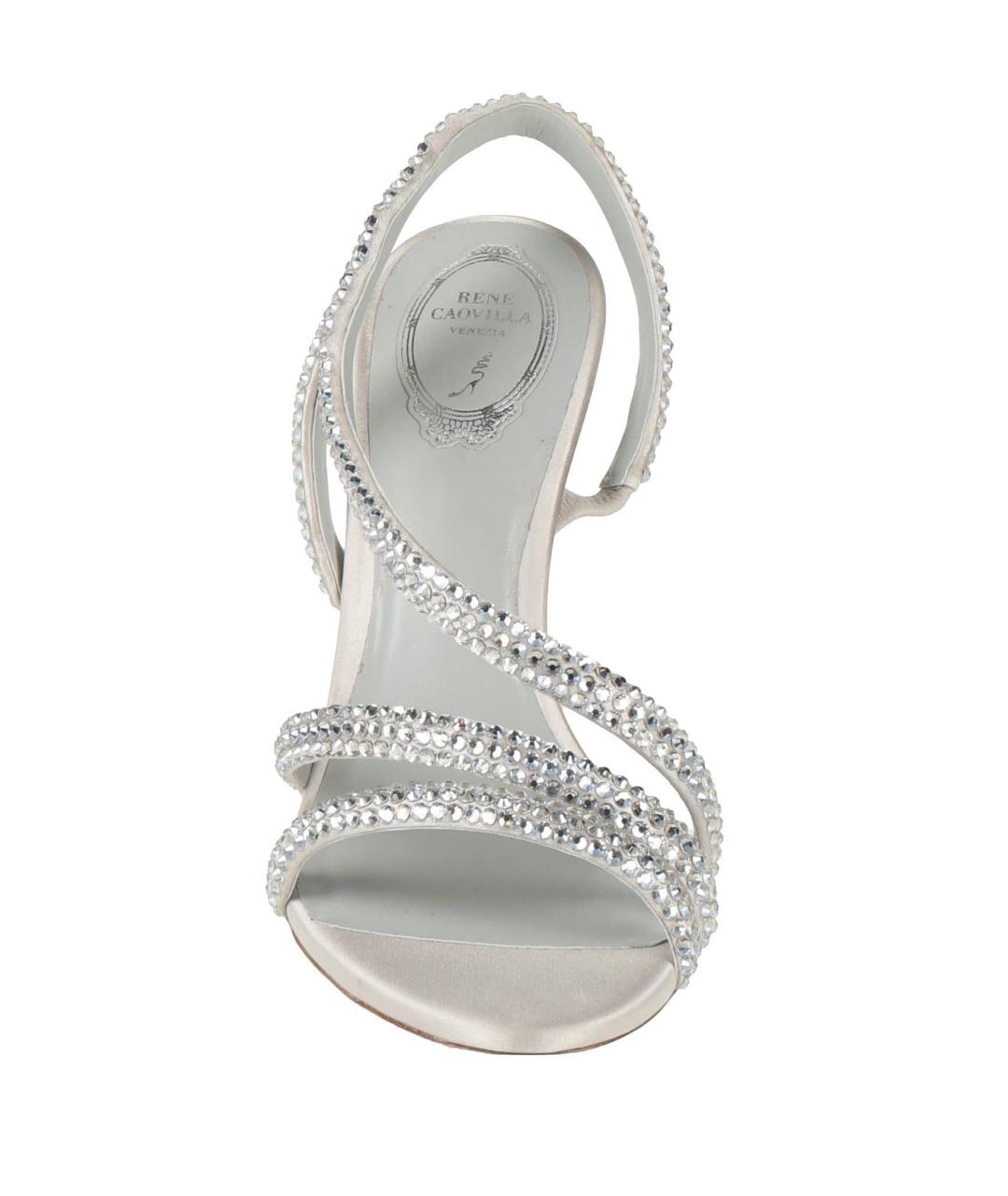RENE CAOVILLA Серебряные текстильные босоножки, фото 3