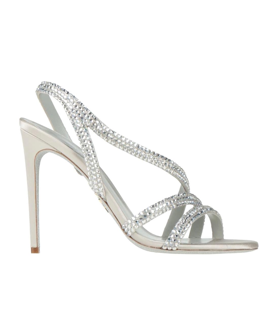 RENE CAOVILLA Серебряные текстильные босоножки, фото 5