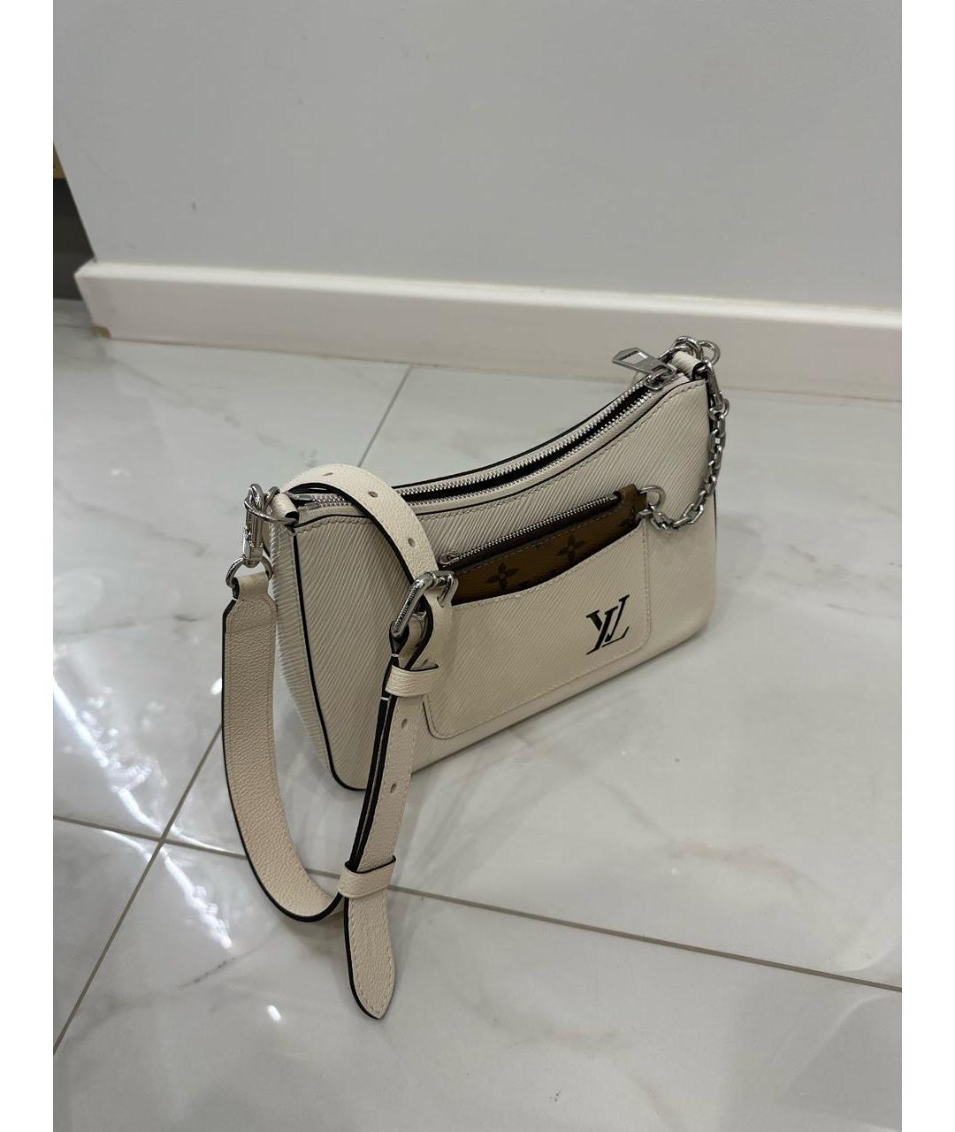 LOUIS VUITTON Белая кожаная сумка через плечо, фото 3