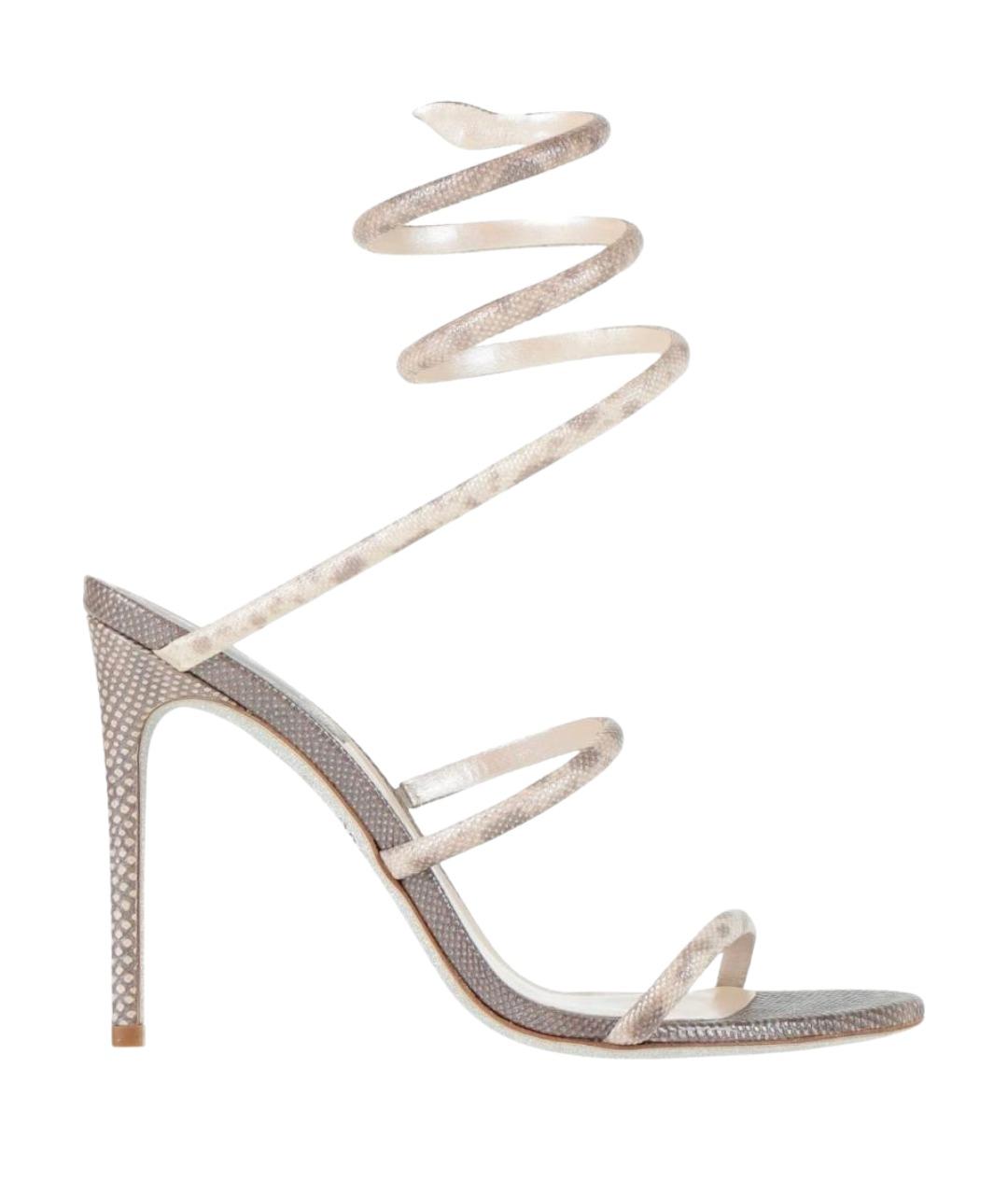 RENE CAOVILLA Серые кожаные босоножки, фото 1