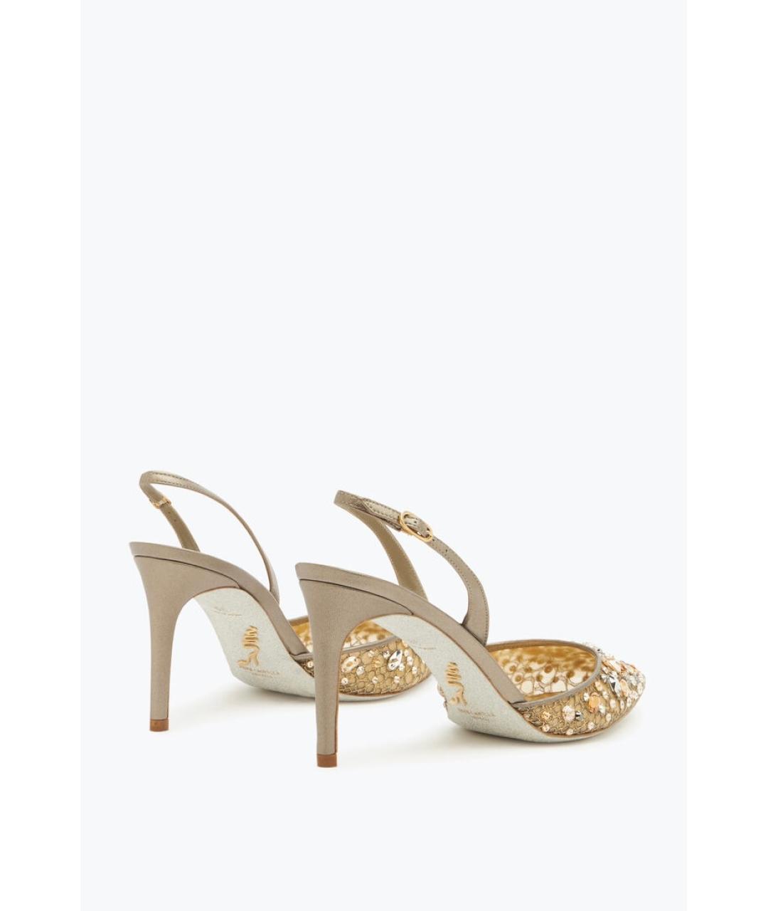 RENE CAOVILLA Золотые текстильные туфли, фото 4