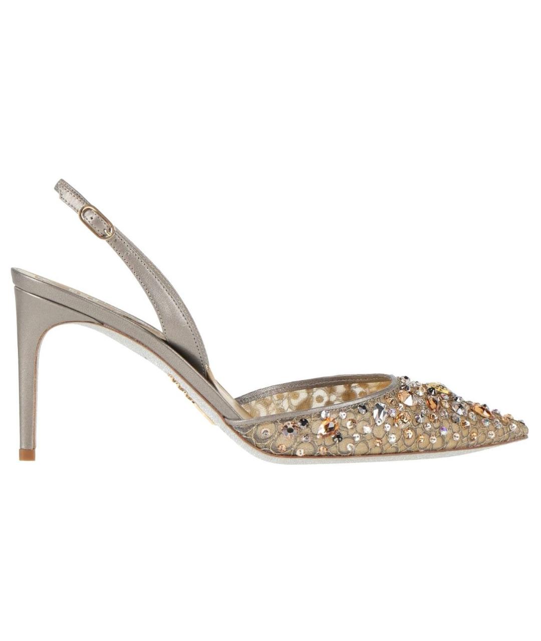 RENE CAOVILLA Золотые текстильные туфли, фото 6