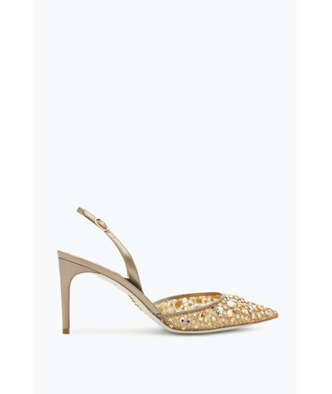 RENE CAOVILLA Золотые текстильные туфли, фото 5