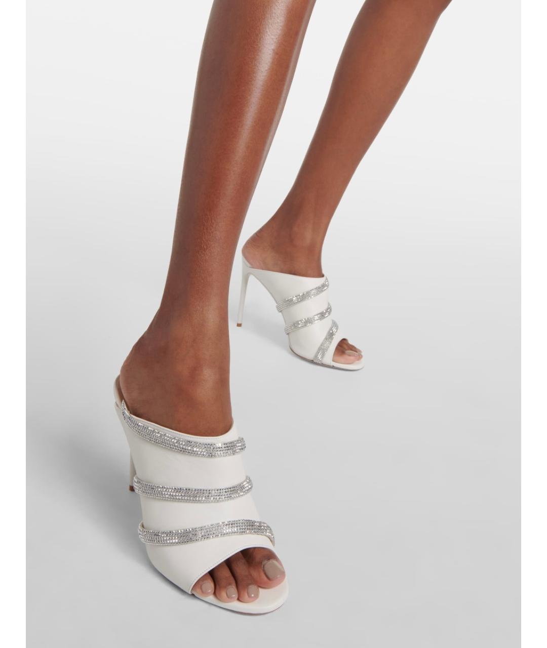 RENE CAOVILLA Белые кожаные мюли, фото 4