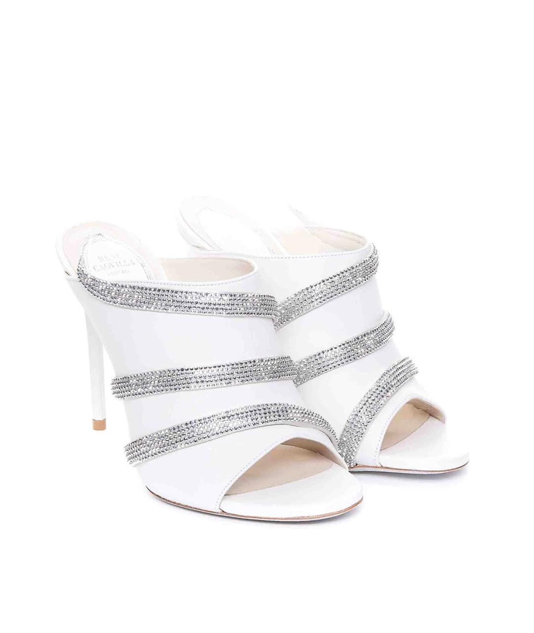 RENE CAOVILLA Белые кожаные мюли, фото 2