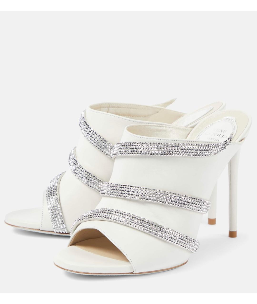 RENE CAOVILLA Белые кожаные мюли, фото 6