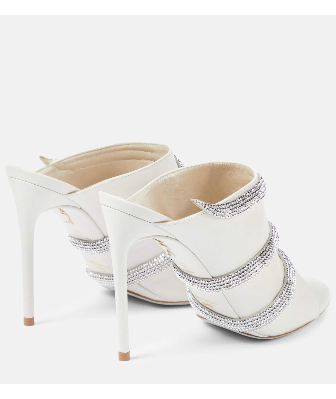 RENE CAOVILLA Белые кожаные мюли, фото 8