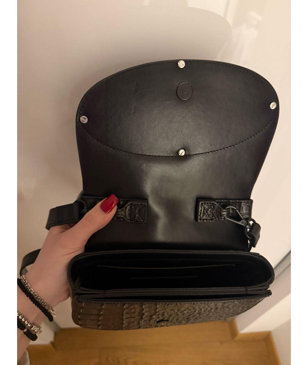 DIESEL Черная кожаная сумка с короткими ручками, фото 3