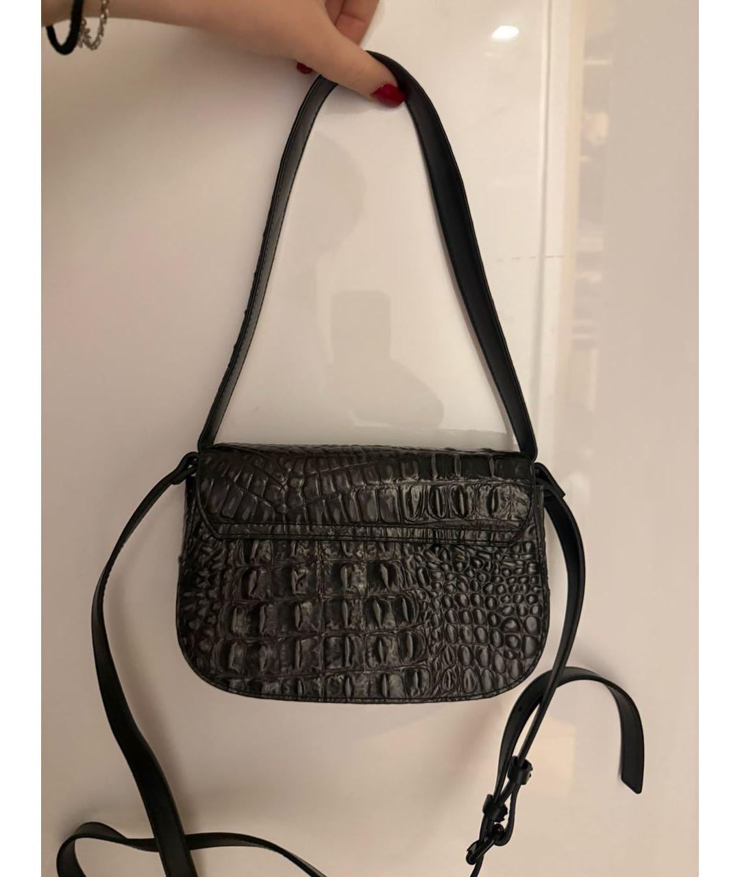 DIESEL Черная кожаная сумка с короткими ручками, фото 2