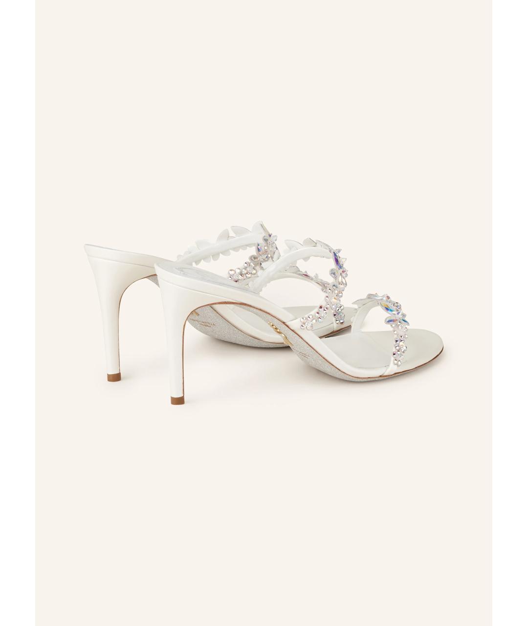 RENE CAOVILLA Белые кожаные мюли, фото 5