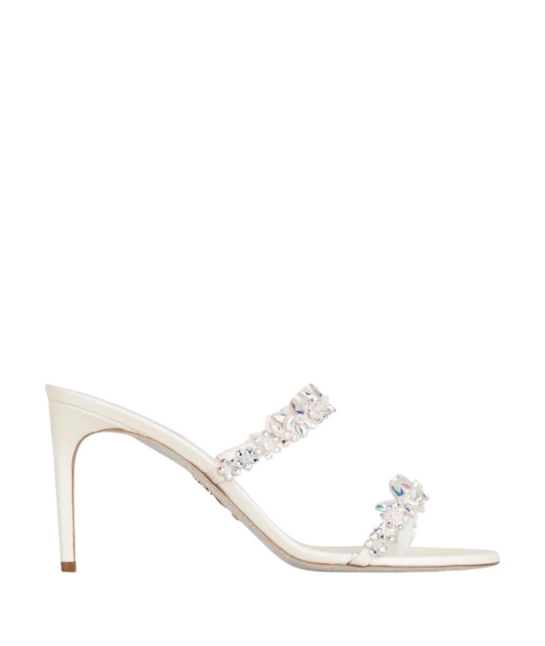 RENE CAOVILLA Белые кожаные мюли, фото 1