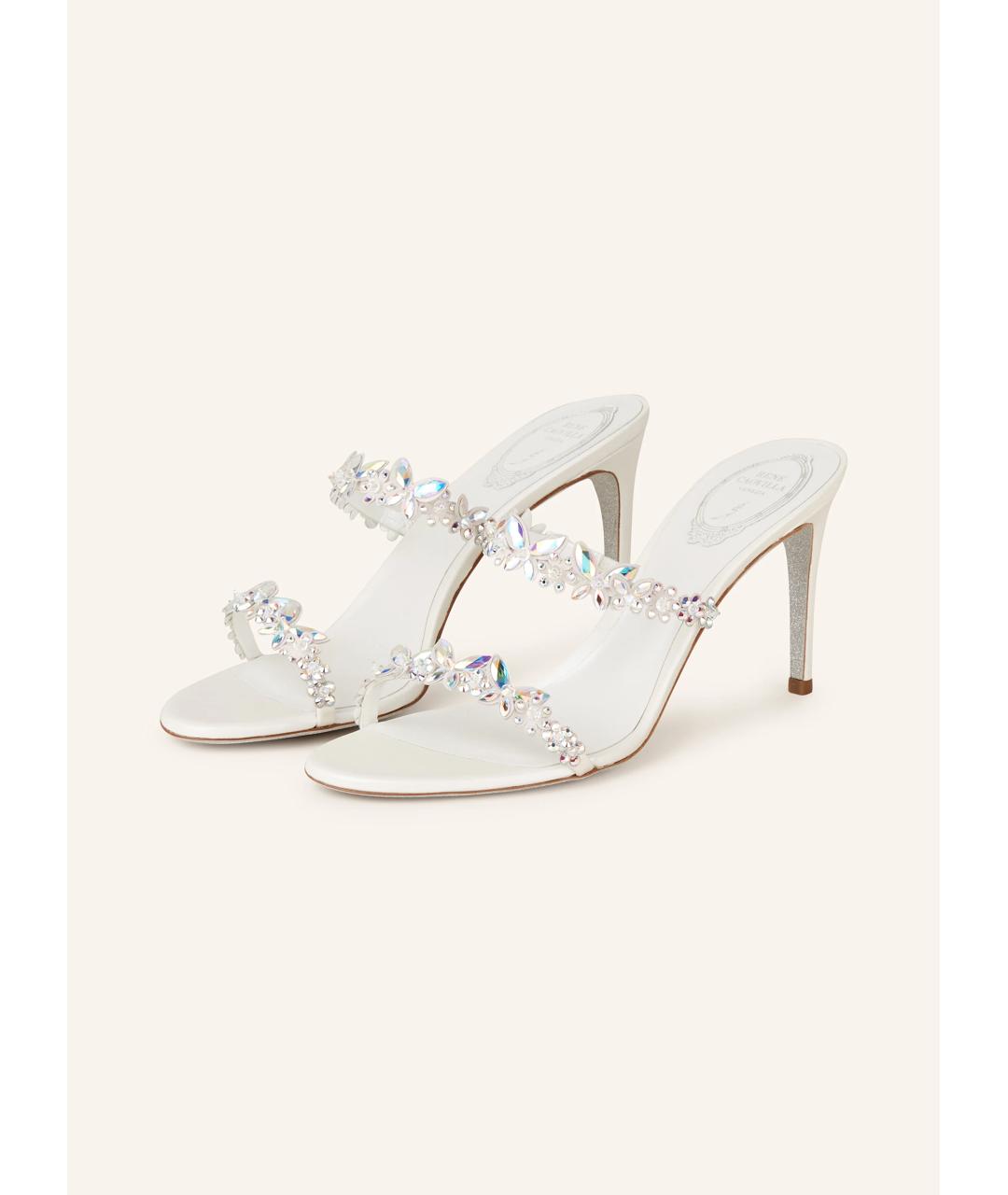 RENE CAOVILLA Белые кожаные мюли, фото 2