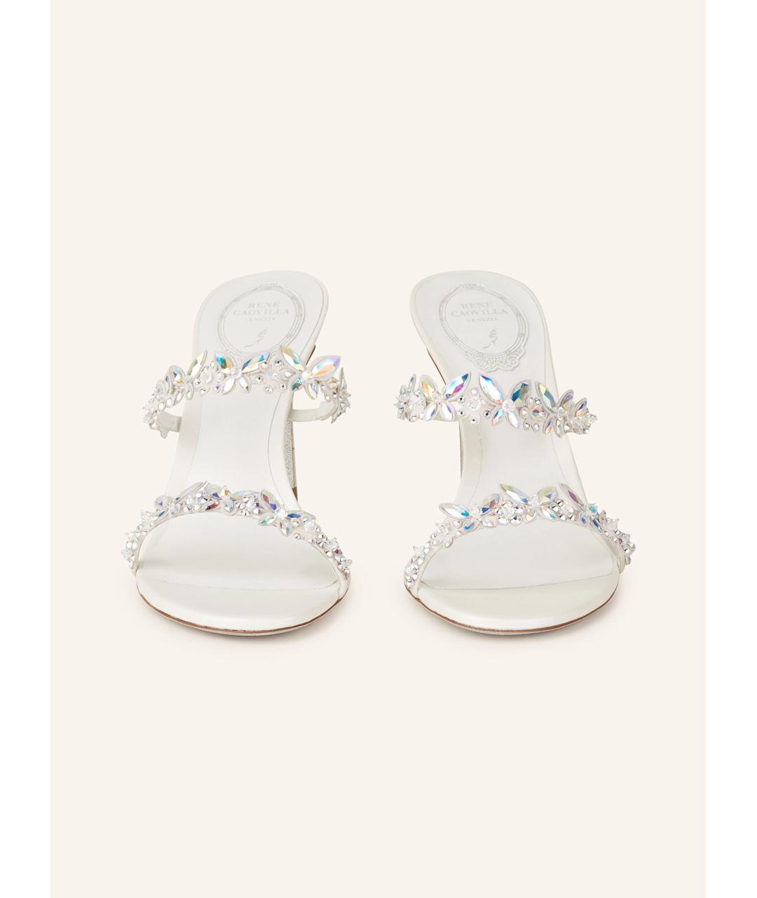 RENE CAOVILLA Белые кожаные мюли, фото 3