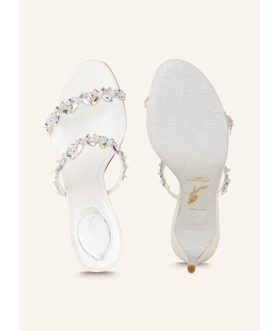 RENE CAOVILLA Белые кожаные мюли, фото 4