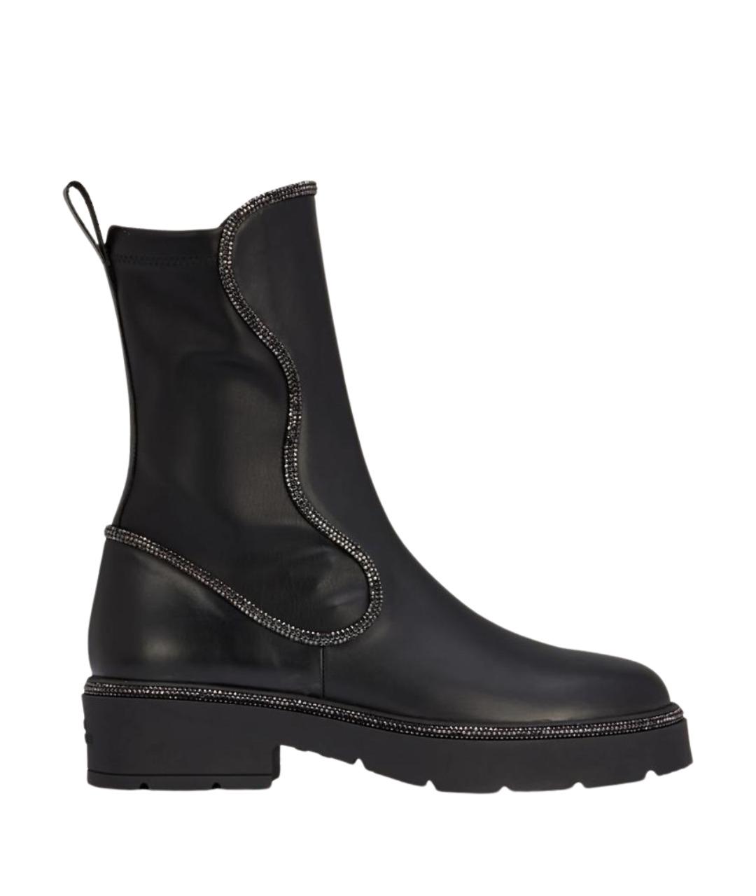 RENE CAOVILLA Черные кожаные ботинки, фото 1