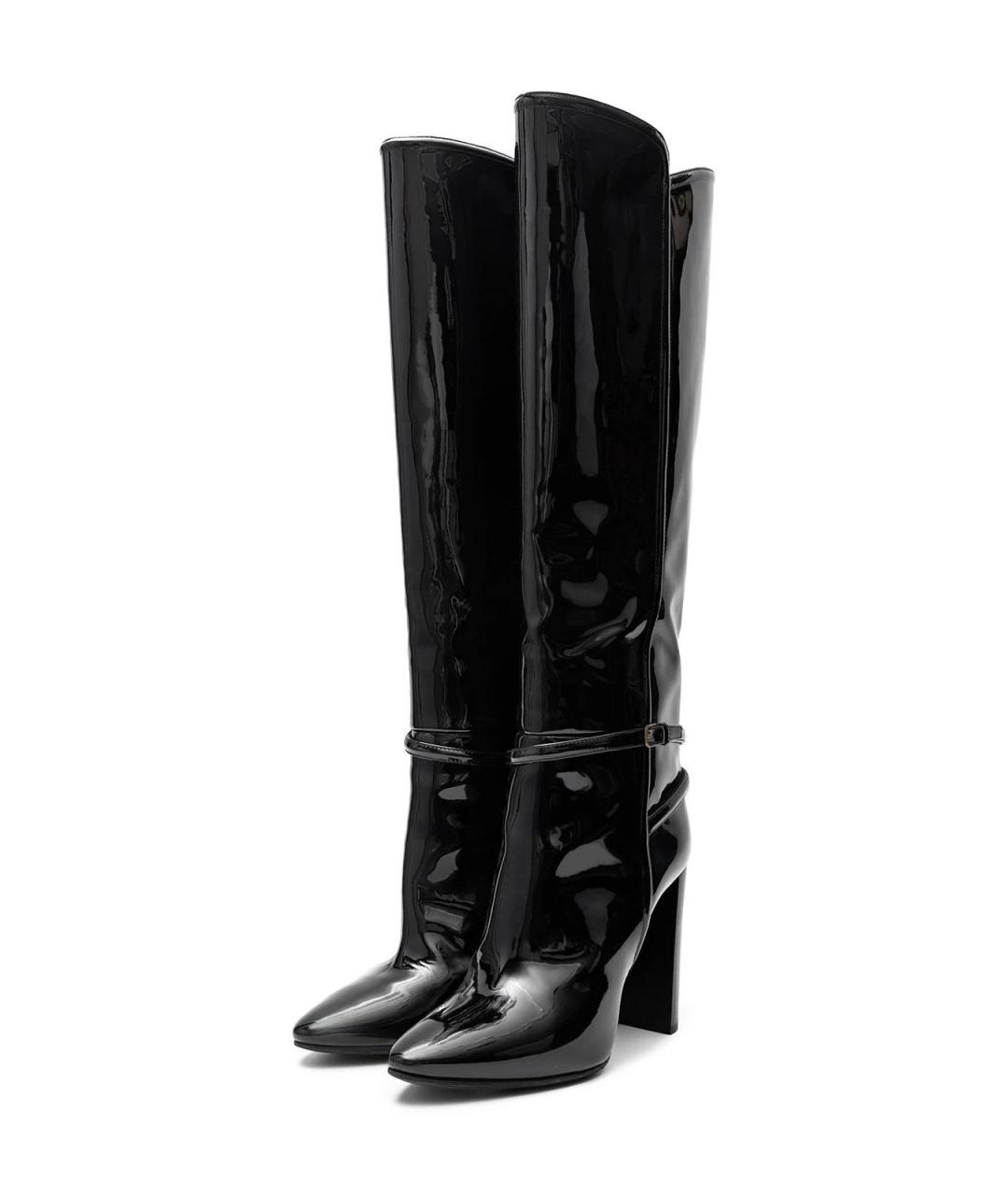 SAINT LAURENT Черные сапоги из лакированной кожи, фото 2