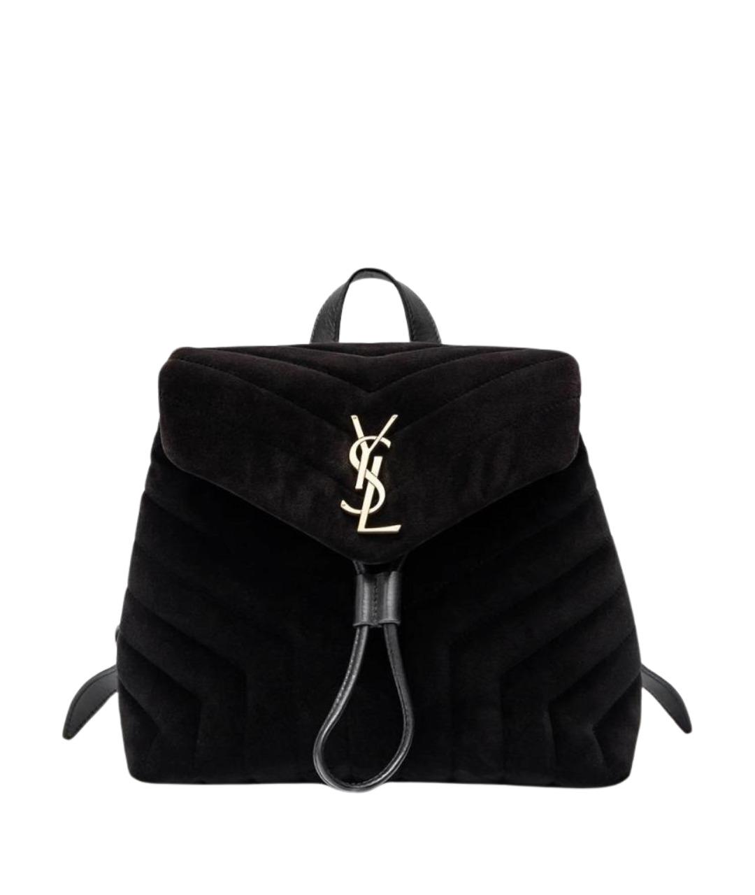 SAINT LAURENT Черный бархатный рюкзак, фото 1