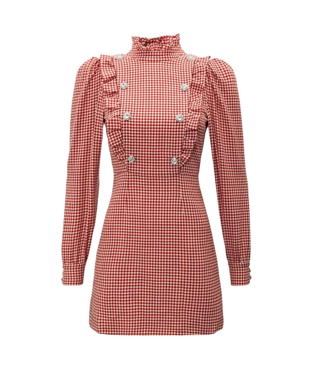 ALESSANDRA RICH Красное хлопковое повседневное платье, фото 2