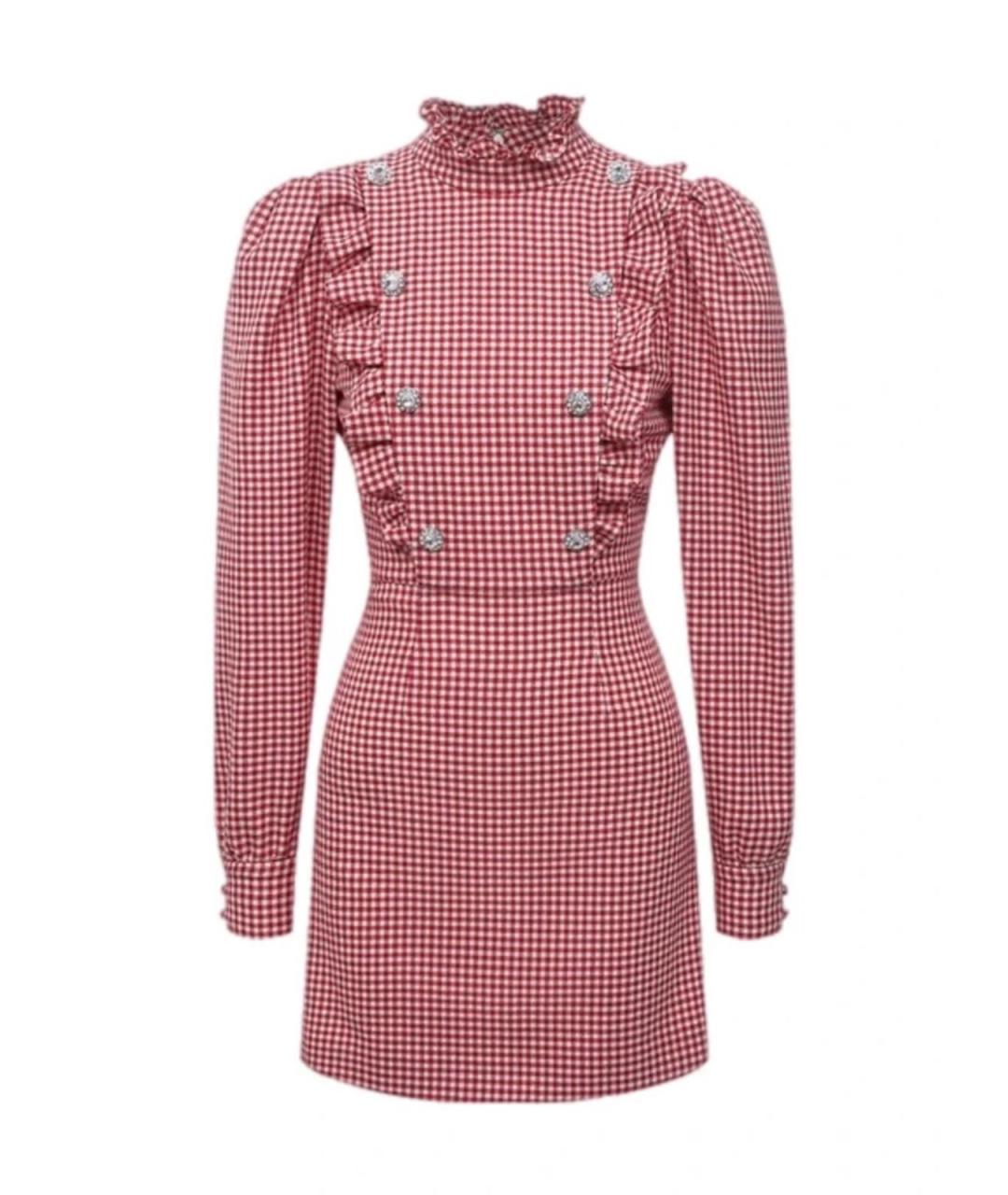 ALESSANDRA RICH Красное хлопковое повседневное платье, фото 5