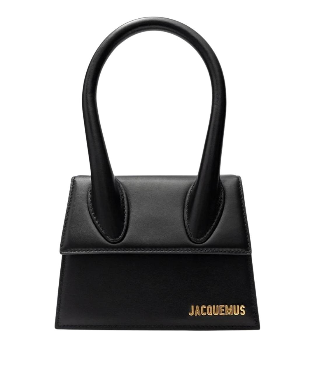 JACQUEMUS Черная кожаная сумка с короткими ручками, фото 1