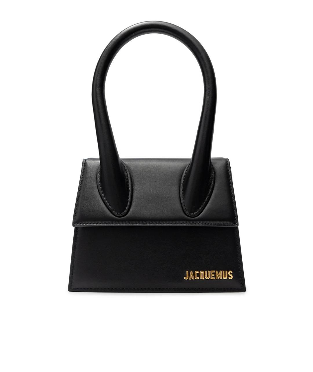 JACQUEMUS Черная кожаная сумка с короткими ручками, фото 6