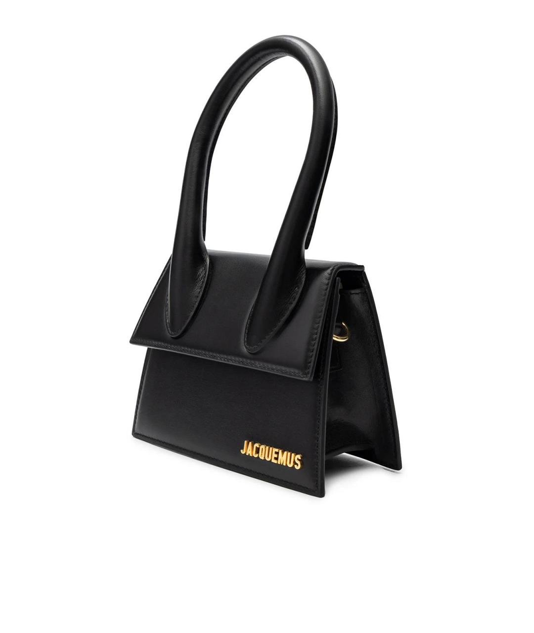 JACQUEMUS Черная кожаная сумка с короткими ручками, фото 2