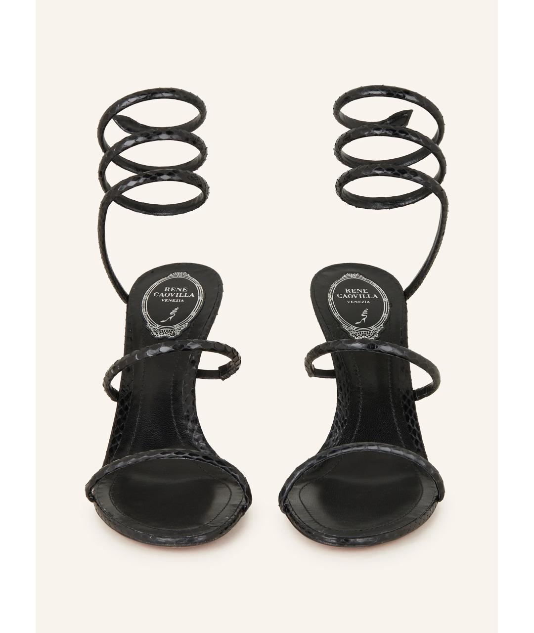 RENE CAOVILLA Черные кожаные босоножки, фото 3