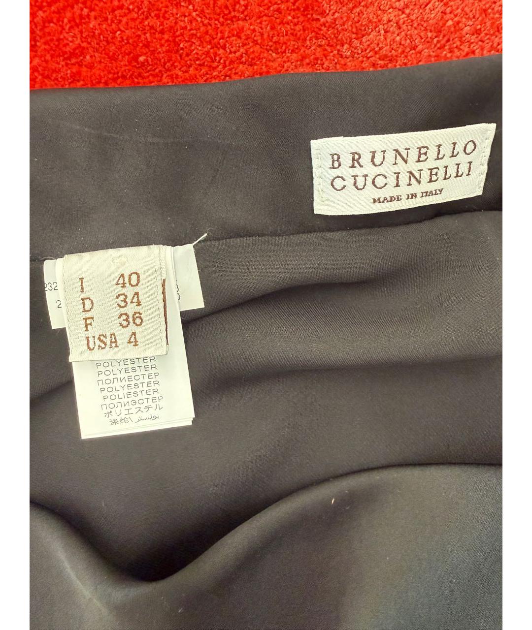 BRUNELLO CUCINELLI Черная полиэстеровая юбка миди, фото 3