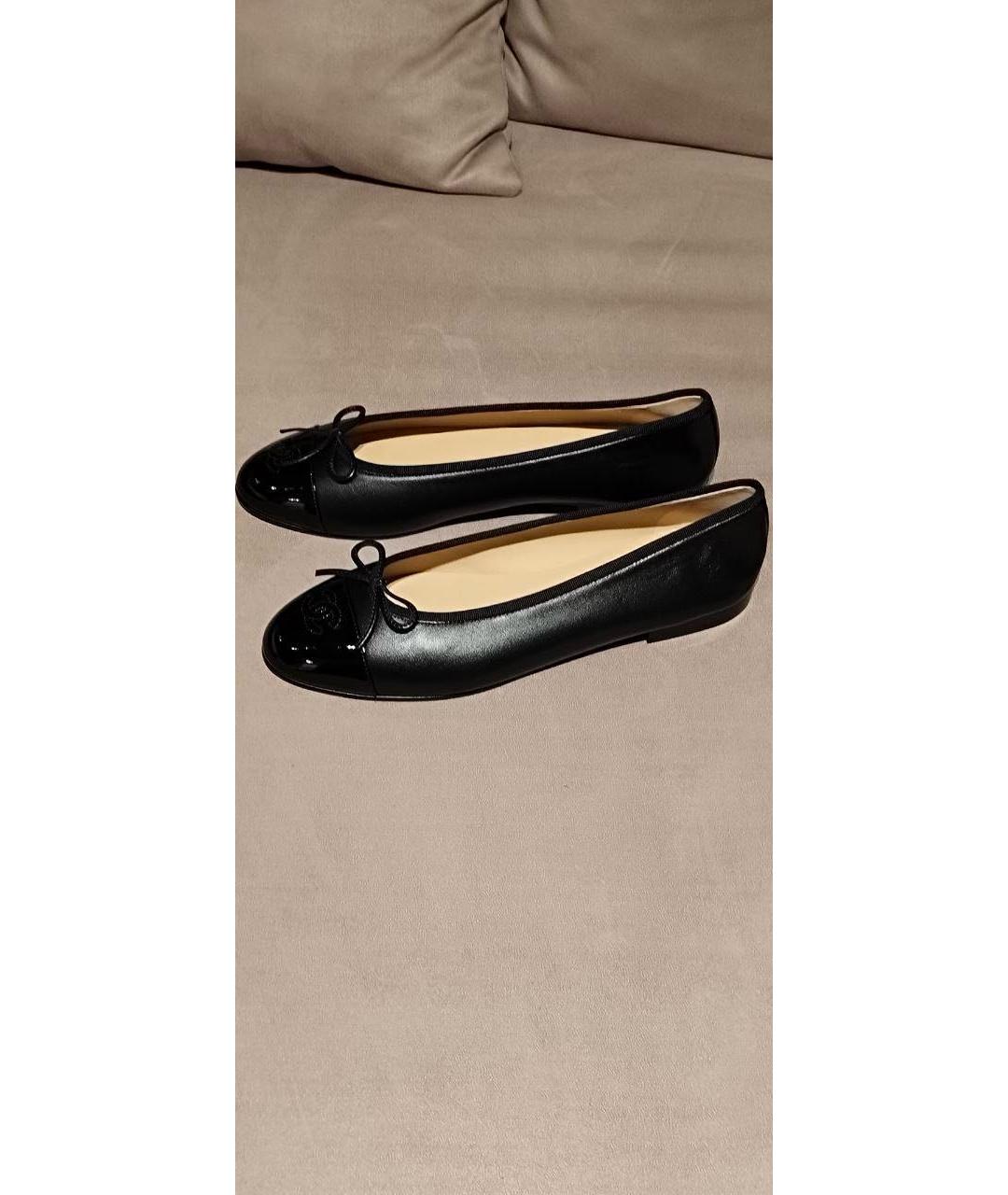 CHANEL Черные кожаные балетки, фото 5