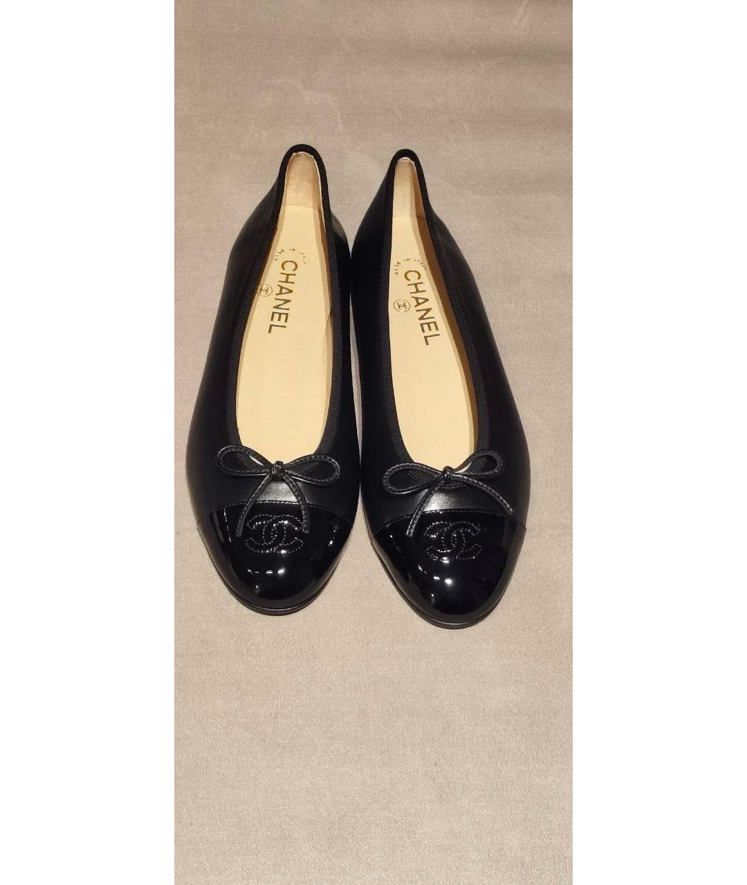CHANEL Черные кожаные балетки, фото 4