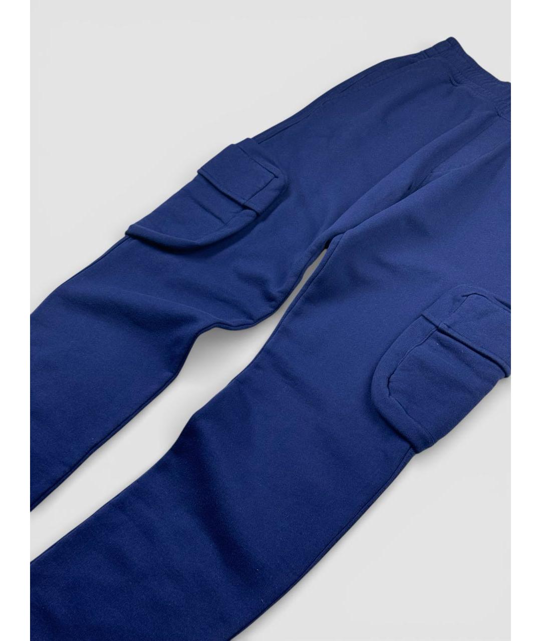 OFF-WHITE Темно-синие хлопковые повседневные брюки, фото 3