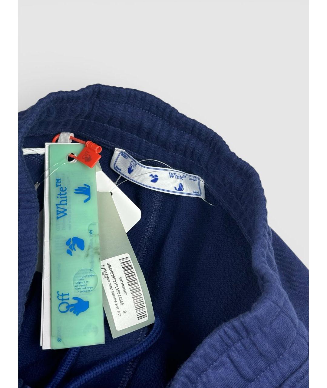 OFF-WHITE Темно-синие хлопковые повседневные брюки, фото 5