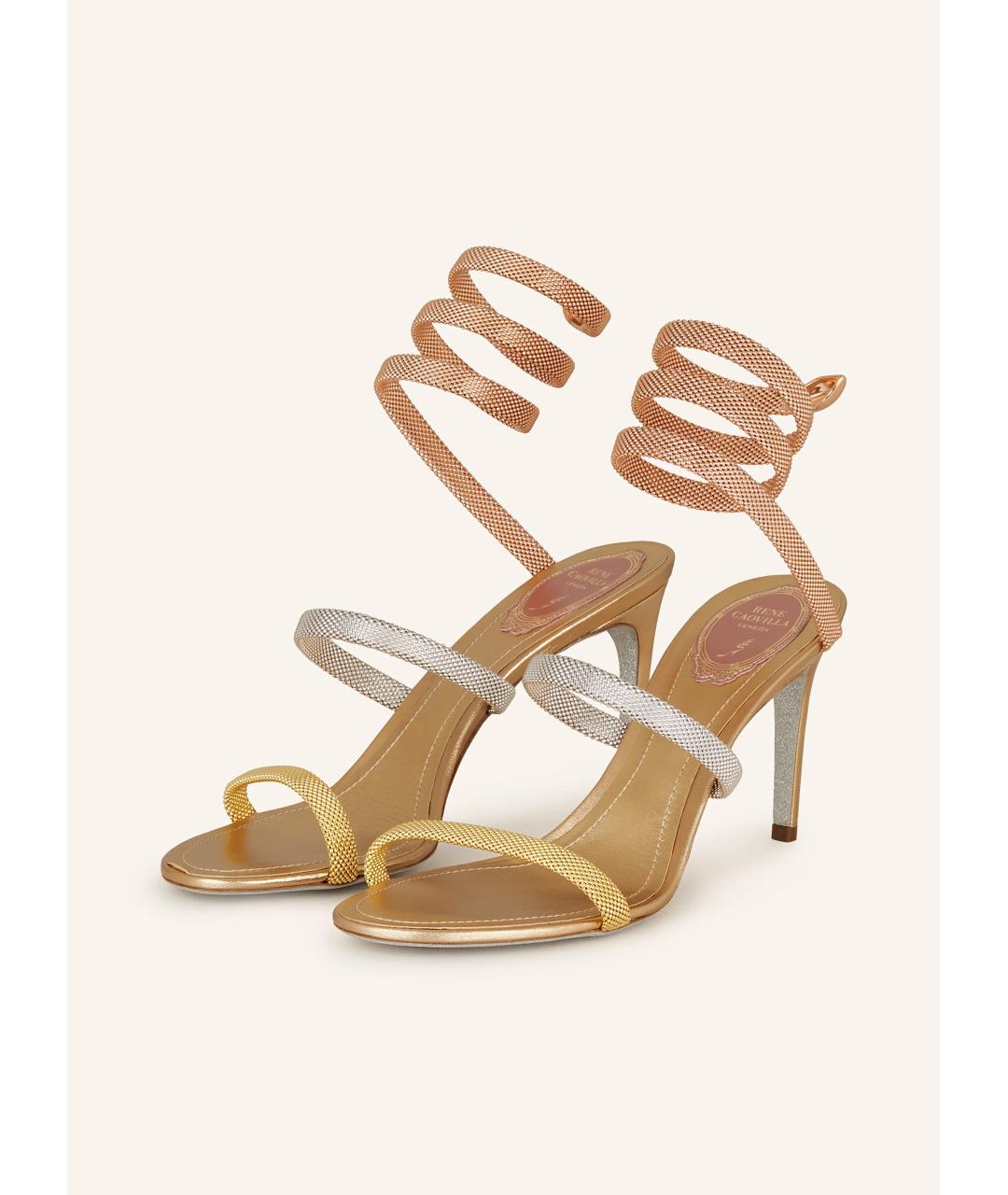 RENE CAOVILLA Золотые босоножки, фото 2