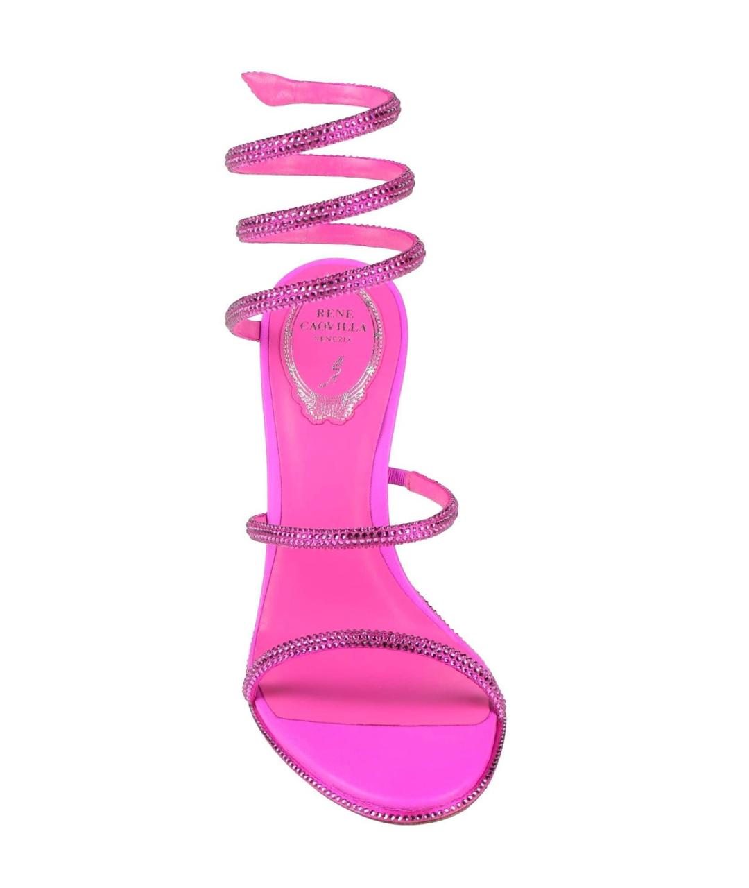 RENE CAOVILLA Фуксия кожаные босоножки, фото 3