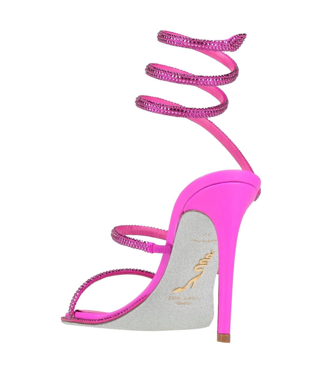 RENE CAOVILLA Фуксия кожаные босоножки, фото 4