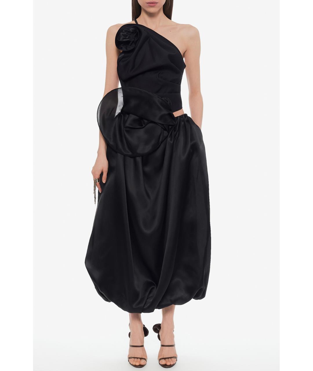 MAGDA BUTRYM Черная шелковая юбка миди, фото 3