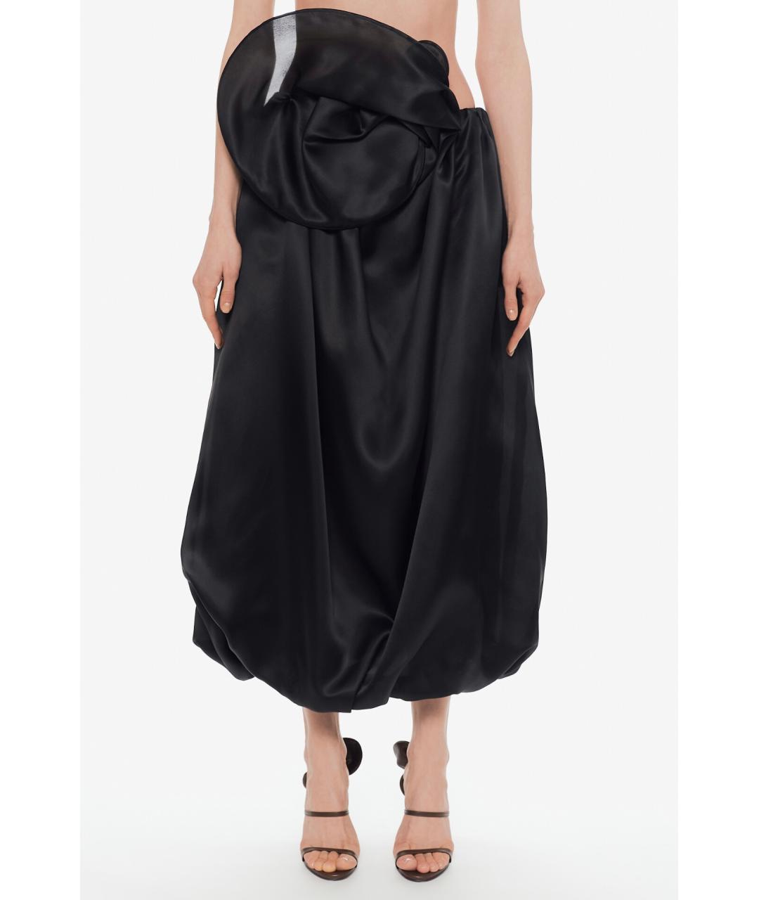 MAGDA BUTRYM Черная шелковая юбка миди, фото 4